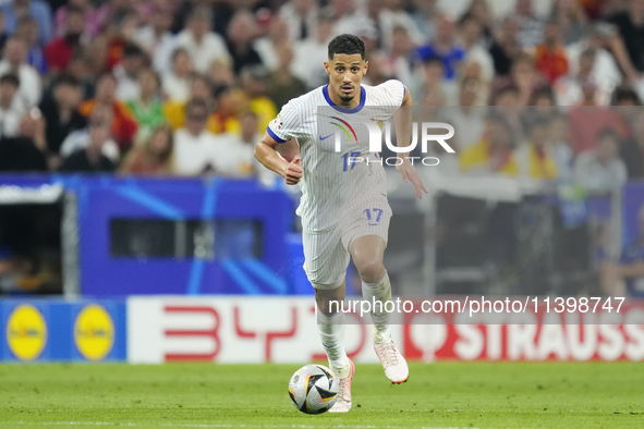 William Saliba centre-back of France and Arsenal FC during the UEFA EURO 2024 semi-final match between Spain v France at Munich Football Are...