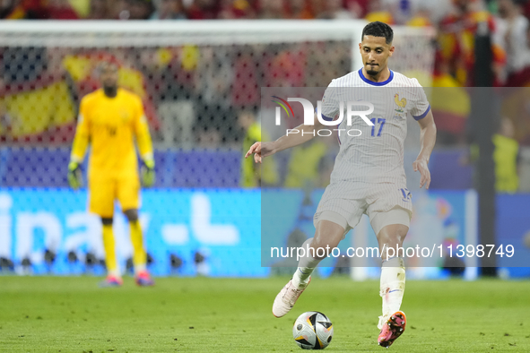 William Saliba centre-back of France and Arsenal FC during the UEFA EURO 2024 semi-final match between Spain v France at Munich Football Are...