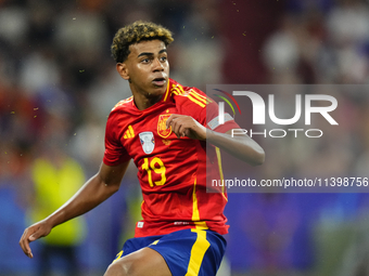 Lamine Yamal right winger of Spain and FC Barcelona during the UEFA EURO 2024 semi-final match between Spain v France at Munich Football Are...