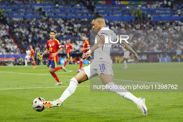 Kylian Mbappe centre-forward of France and Real Madrid during the UEFA EURO 2024 semi-final match between Spain v France at Munich Football...