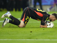 Unai Simon goalkeeper Athletic Club Bilbao makes a save during the UEFA EURO 2024 semi-final match between Spain v France at Munich Football...