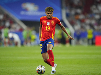 Lamine Yamal right winger of Spain and FC Barcelona during the UEFA EURO 2024 semi-final match between Spain v France at Munich Football Are...