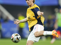 Antoine Griezmann centre-forward of France and Atletico de Madrid during the warm-up before the UEFA EURO 2024 semi-final match between Spai...