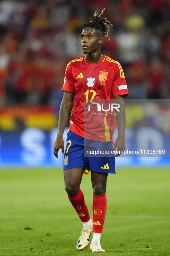 Nico Williams left winger of Spain and Athletic Club Bilbao during the UEFA EURO 2024 semi-final match between Spain v France at Munich Foot...