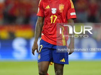 Nico Williams left winger of Spain and Athletic Club Bilbao during the UEFA EURO 2024 semi-final match between Spain v France at Munich Foot...