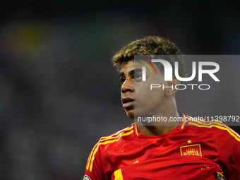 Lamine Yamal right winger of Spain and FC Barcelona during the UEFA EURO 2024 semi-final match between Spain v France at Munich Football Are...