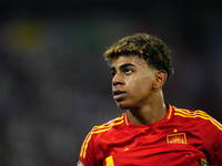 Lamine Yamal right winger of Spain and FC Barcelona during the UEFA EURO 2024 semi-final match between Spain v France at Munich Football Are...