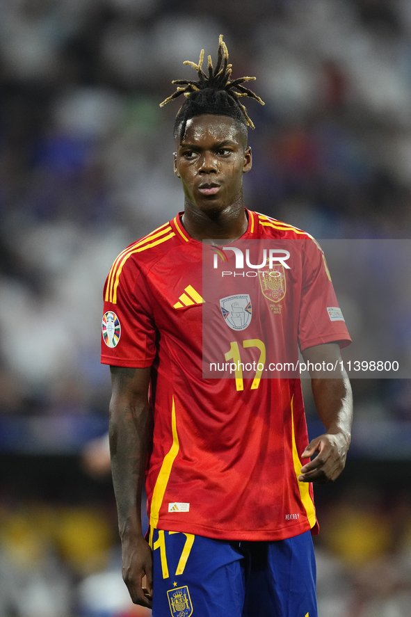 Nico Williams left winger of Spain and Athletic Club Bilbao during the UEFA EURO 2024 semi-final match between Spain v France at Munich Foot...