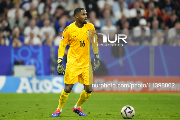 Mike Maignan goalkeeper of France and AC Milan during the UEFA EURO 2024 semi-final match between Spain v France at Munich Football Arena on...