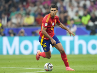 Rodrigo Hernandez defensive midfield of Spain and Manchester City during the UEFA EURO 2024 semi-final match between Spain v France at Munic...