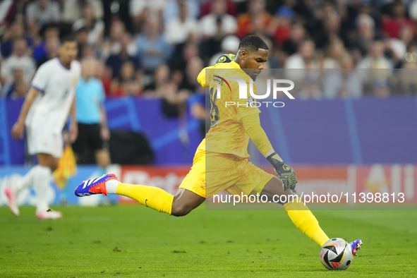 Mike Maignan goalkeeper of France and AC Milan during the UEFA EURO 2024 semi-final match between Spain v France at Munich Football Arena on...