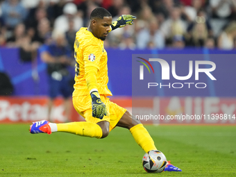 Mike Maignan goalkeeper of France and AC Milan during the UEFA EURO 2024 semi-final match between Spain v France at Munich Football Arena on...