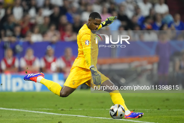 Mike Maignan goalkeeper of France and AC Milan during the UEFA EURO 2024 semi-final match between Spain v France at Munich Football Arena on...