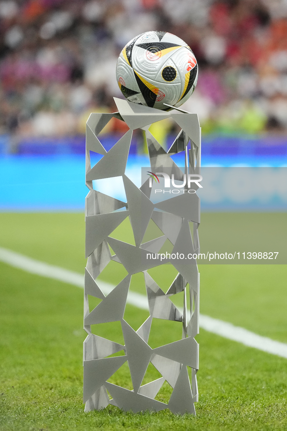 Adidas match ball "FUSSBALLLIEBE FINALE" during the UEFA EURO 2024 semi-final match between Spain v France at Munich Football Arena on July...