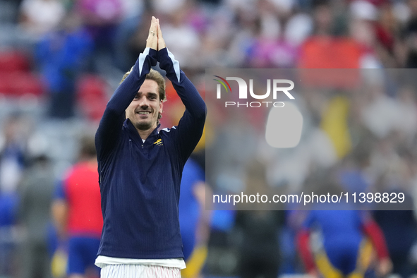 Antoine Griezmann centre-forward of France and Atletico de Madrid during the warm-up before the UEFA EURO 2024 semi-final match between Spai...