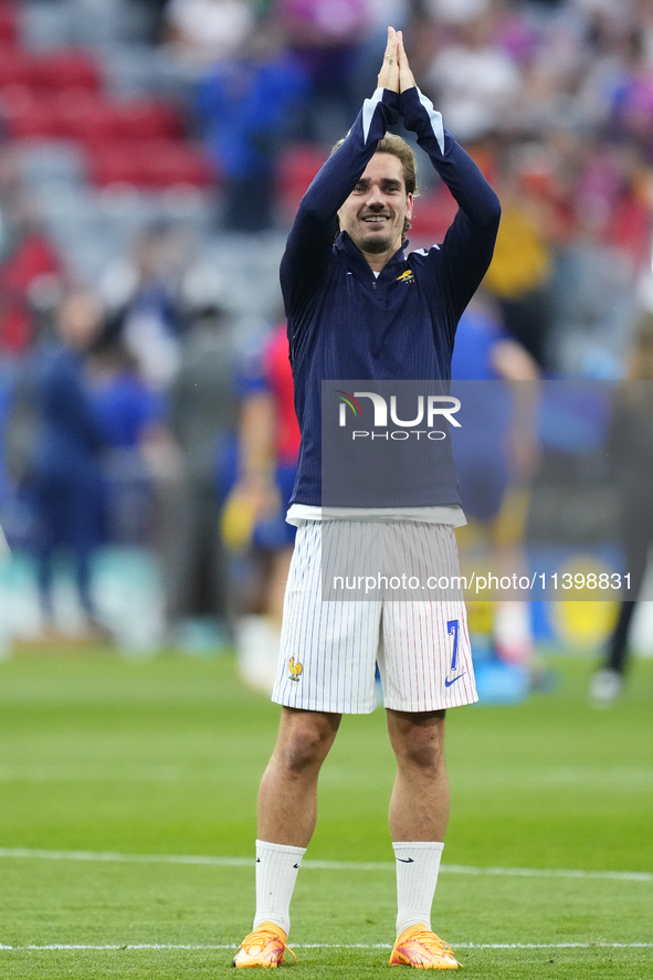 Antoine Griezmann centre-forward of France and Atletico de Madrid during the warm-up before the UEFA EURO 2024 semi-final match between Spai...