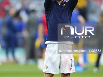 Antoine Griezmann centre-forward of France and Atletico de Madrid during the warm-up before the UEFA EURO 2024 semi-final match between Spai...