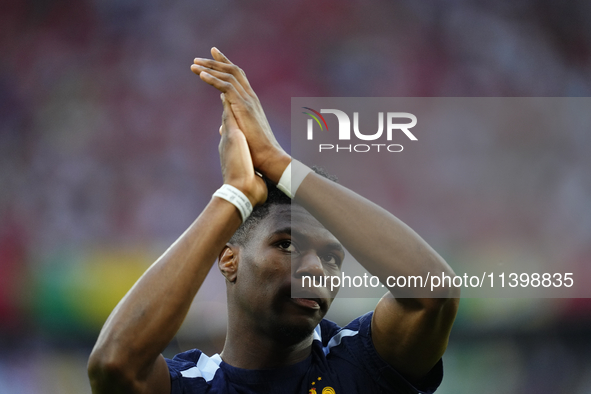 Aurelien Tchouameni defensive midfield of France and Real Madrid during the warm-up before the UEFA EURO 2024 semi-final match between Spain...