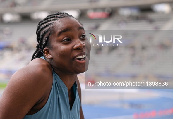 PARIS, FRANCE - JULY 08:
Rose LOGA of France, competes in the Women's Hammer Throw, during the Meeting of Paris 2024 - IAAF Diamond League,...