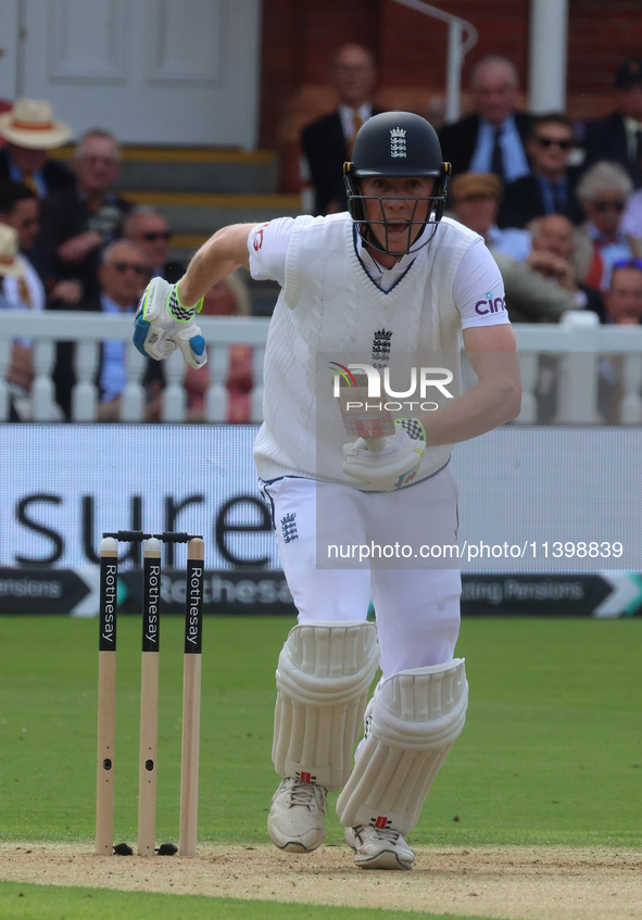 England's Zak Crawley (Kent) is in action during the Rothesay Test on Day 1 of the 5-match series between England and West Indies at The Lor...