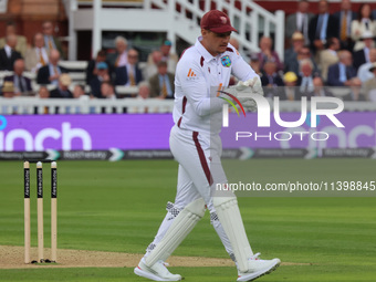 Joshua Da Silva of West Indies is playing during the Rothesay Test on Test Day 1 of the 5-match series between England and West Indies at Th...