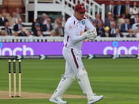 Joshua Da Silva of West Indies is playing during the Rothesay Test on Test Day 1 of the 5-match series between England and West Indies at Th...