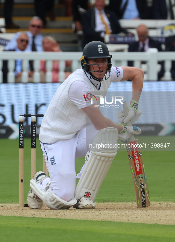 England's Zak Crawley (Kent) is in action during the Rothesay Test, Day 1 of the 5-match series between England and West Indies at The Lord'...