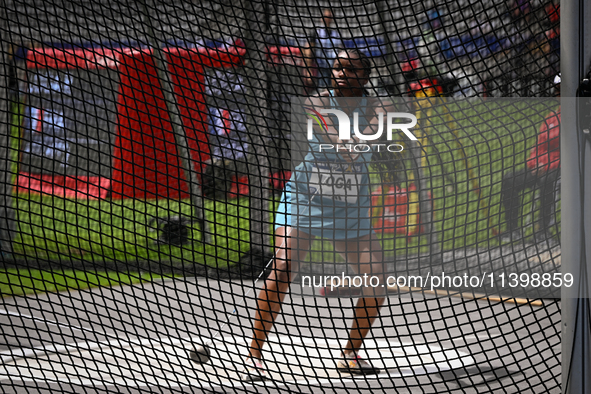 PARIS, FRANCE - JULY 08:
Rose LOGA of France, competes in the Women's Hammer Throw, during the Meeting of Paris 2024 - IAAF Diamond League,...