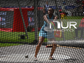 PARIS, FRANCE - JULY 08:
Rose LOGA of France, competes in the Women's Hammer Throw, during the Meeting of Paris 2024 - IAAF Diamond League,...