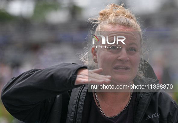 PARIS, FRANCE - JULY 08:
Alexandra TAVERNIER of France, competes in the Women's Hammer Throw, during the Meeting of Paris 2024 - IAAF Diamon...