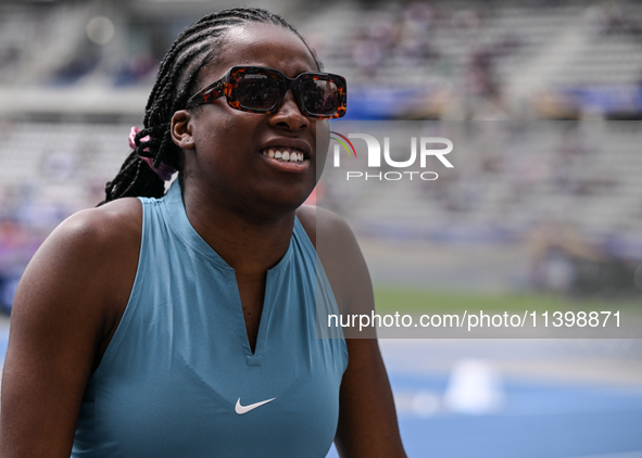 PARIS, FRANCE - JULY 08:
Rose LOGA of France, competes in the Women's Hammer Throw, during the Meeting of Paris 2024 - IAAF Diamond League,...