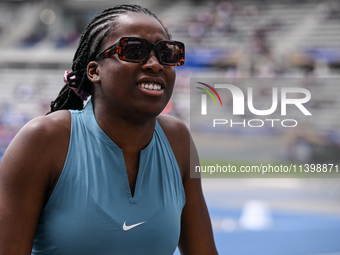 PARIS, FRANCE - JULY 08:
Rose LOGA of France, competes in the Women's Hammer Throw, during the Meeting of Paris 2024 - IAAF Diamond League,...