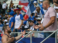 PARIS, FRANCE - JULY 08:
Piotr Malachowski (R), a Polish retired discus thrower, chatting with Pawel FAJDEK (L), during the Men's Hammer Thr...