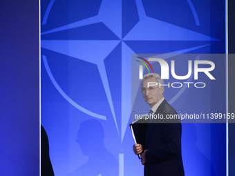 NATO Secretary Jens Stoltenberg holds a press conference during the 75th NATO Summit in the Walter E. Washington Convention Center in Washin...