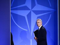 NATO Secretary Jens Stoltenberg holds a press conference during the 75th NATO Summit in the Walter E. Washington Convention Center in Washin...