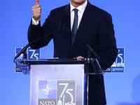 NATO Secretary Jens Stoltenberg holds a press conference during the 75th NATO Summit in the Walter E. Washington Convention Center in Washin...