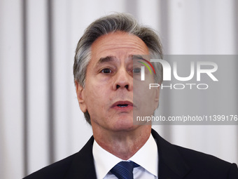 Antony Blinken, US Secretary of State speaks during the NATO Women, Peace, and Security Reception during the 75th NATO Summit at the U.S. De...