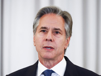 Antony Blinken, US Secretary of State speaks during the NATO Women, Peace, and Security Reception during the 75th NATO Summit at the U.S. De...