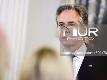 Antony Blinken, US Secretary of State speaks during the NATO Women, Peace, and Security Reception during the 75th NATO Summit at the U.S. De...