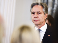 Antony Blinken, US Secretary of State speaks during the NATO Women, Peace, and Security Reception during the 75th NATO Summit at the U.S. De...