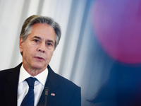 Antony Blinken, US Secretary of State speaks during the NATO Women, Peace, and Security Reception during the 75th NATO Summit at the U.S. De...