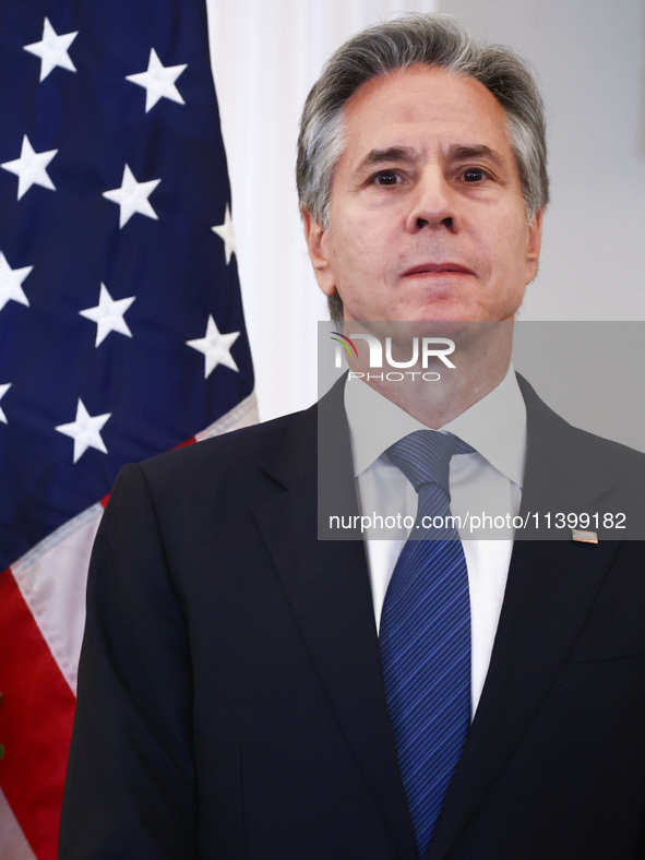 Antony Blinken, US Secretary of State speaks during the NATO Women, Peace, and Security Reception during the 75th NATO Summit at the U.S. De...