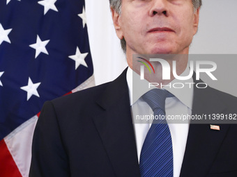 Antony Blinken, US Secretary of State speaks during the NATO Women, Peace, and Security Reception during the 75th NATO Summit at the U.S. De...