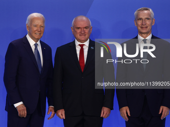 President of the United States Joe Biden, Prime Minister of Bulgaria Dimitar Glavchev and Secretary General of NATO Jens Stoltenberg during...