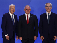 President of the United States Joe Biden, Prime Minister of Bulgaria Dimitar Glavchev and Secretary General of NATO Jens Stoltenberg during...