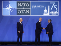 President of the United States Joe Biden,  Secretary General of NATO Jens Stoltenberg and Prime Minister of Hungary Viktor Orban during welc...