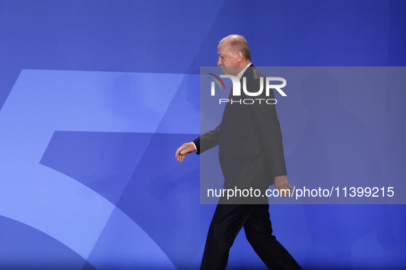 President of Turkiye Recep Tayyip Erdogan during welcome ceremony of the NATO Summit in Washington DC, United States on July 10, 2024. 