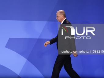 President of Turkiye Recep Tayyip Erdogan during welcome ceremony of the NATO Summit in Washington DC, United States on July 10, 2024. (