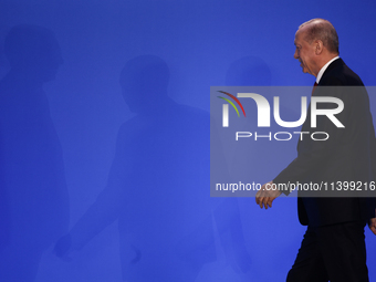 President of Turkiye Recep Tayyip Erdogan during welcome ceremony of the NATO Summit in Washington DC, United States on July 10, 2024. (