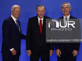 President of the United States Joe Biden, President of Turkiye Recep Tayyip Erdogan  and Secretary General of NATO Jens Stoltenberg during w...